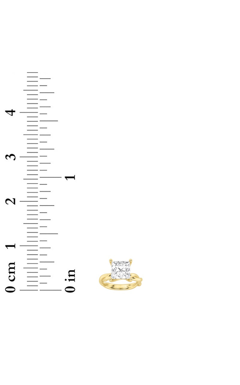 1Cttw Princess Shaped Lab Grown Diamond (F/VS) Twisted Shank Solitaire Engagement Ring in 14K Gold