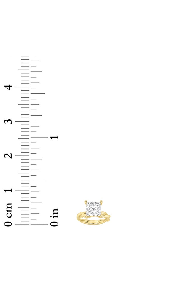 1Cttw Princess Shaped Lab Grown Diamond (F/VS) Twisted Shank Solitaire Engagement Ring in 14K Gold