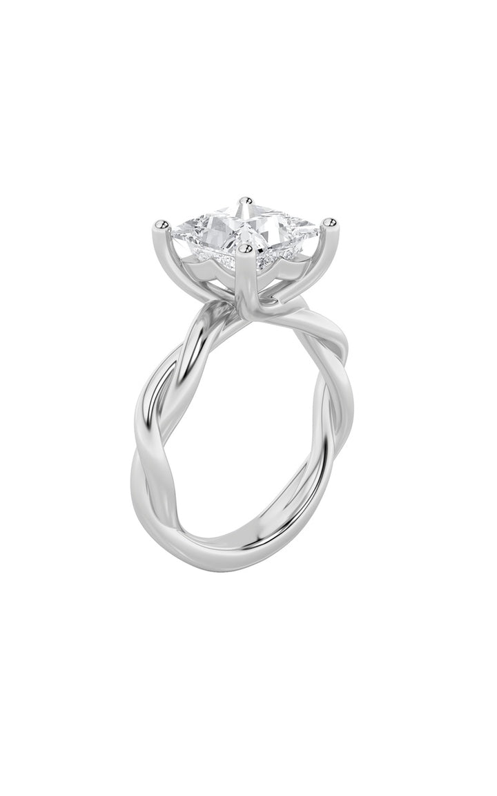 2Cttw Princess Shaped Lab Grown Diamond (F/VS) Twisted Shank Solitaire Engagement Ring in 14K Gold