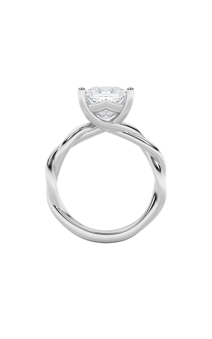 3Cttw Princess Shaped Lab Grown Diamond (F/VS) Twisted Shank Solitaire Engagement Ring in 14K Gold