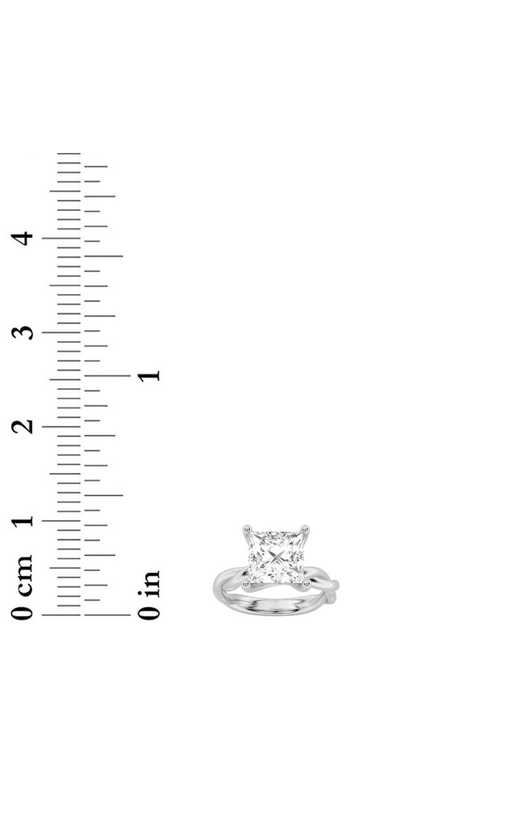 3Cttw Princess Shaped Lab Grown Diamond (F/VS) Twisted Shank Solitaire Engagement Ring in 14K Gold