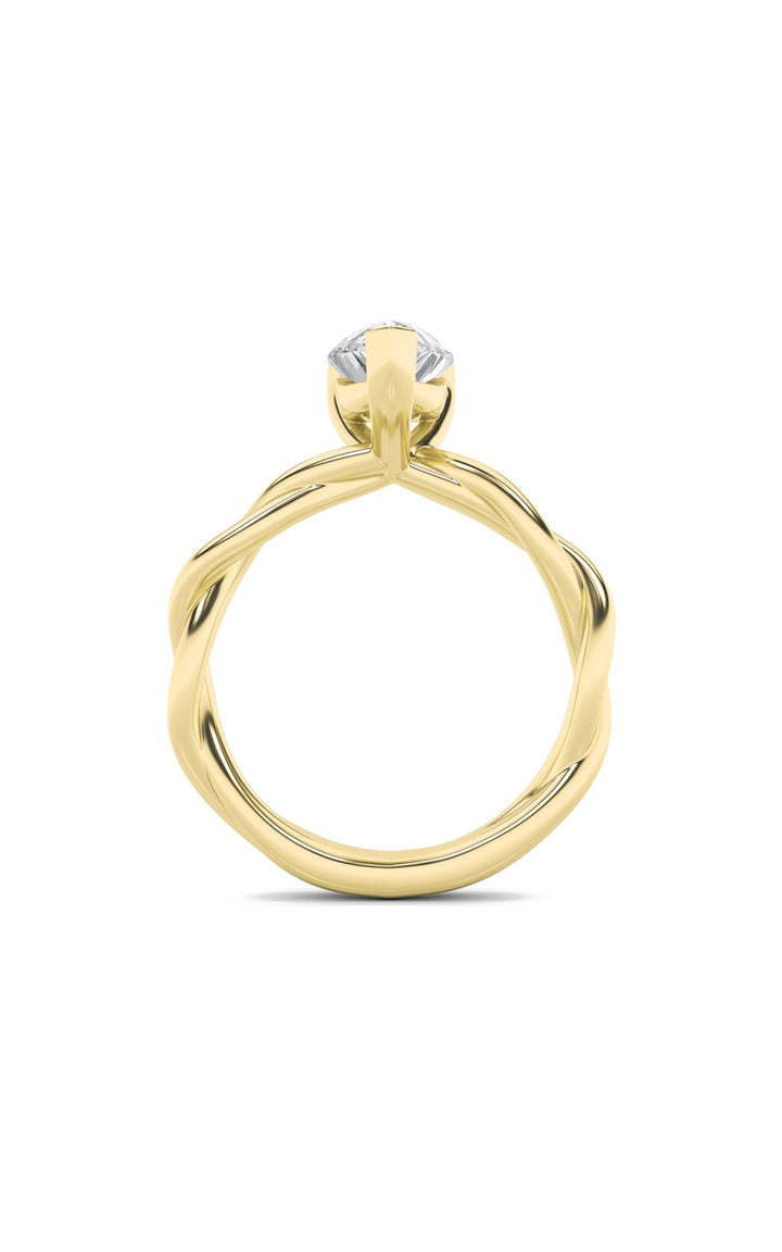 1Cttw Pear Shaped Lab Grown Diamond (F/VS) Twisted Shank Solitaire Engagement Ring in 14K Gold