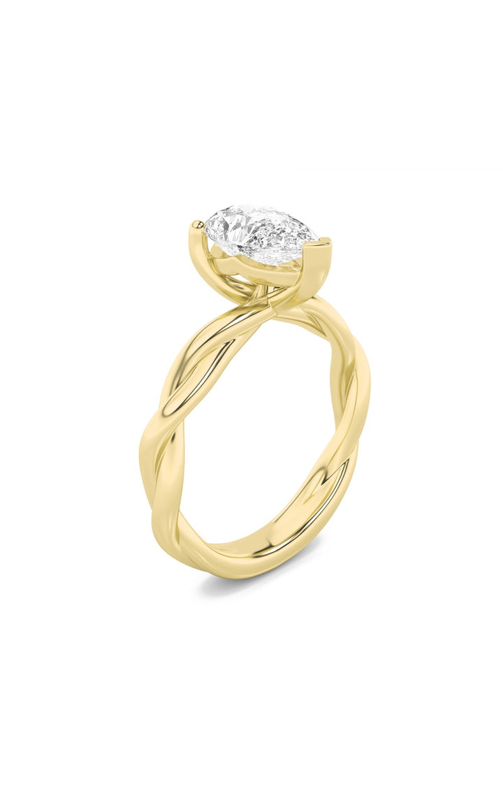 2Cttw Pear Shaped Lab Grown Diamond (F/VS) Twisted Shank Solitaire Engagement Ring in 14K Gold