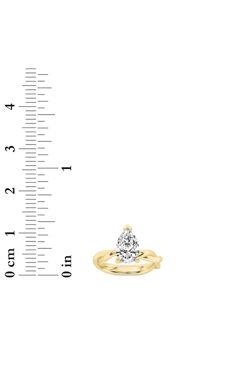 2Cttw Pear Shaped Lab Grown Diamond (F/VS) Twisted Shank Solitaire Engagement Ring in 14K Gold