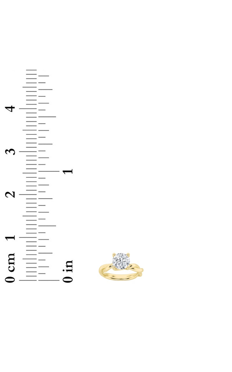 1Cttw Round Shaped Lab Grown Diamond (F/VS) Twisted Shank Solitaire Engagement Ring in 14K Gold