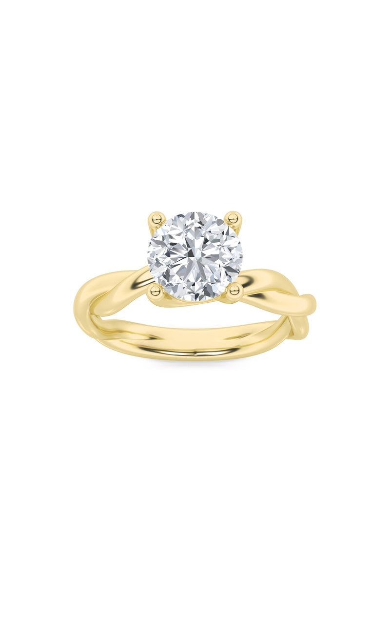 2.5Cttw Round Shaped Lab Grown Diamond (F/VS) Twisted Shank Solitaire Engagement Ring in 14K Gold