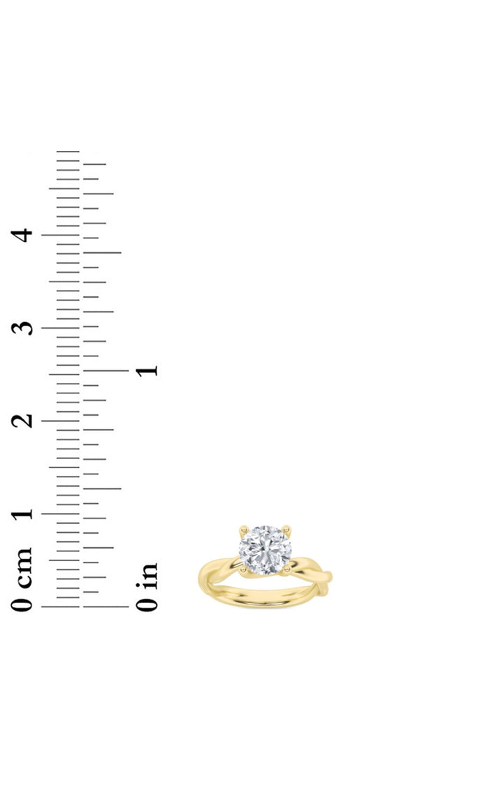 2.5Cttw Round Shaped Lab Grown Diamond (F/VS) Twisted Shank Solitaire Engagement Ring in 14K Gold