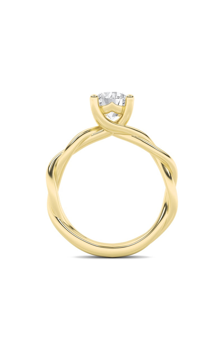 2.5Cttw Round Shaped Lab Grown Diamond (F/VS) Twisted Shank Solitaire Engagement Ring in 14K Gold