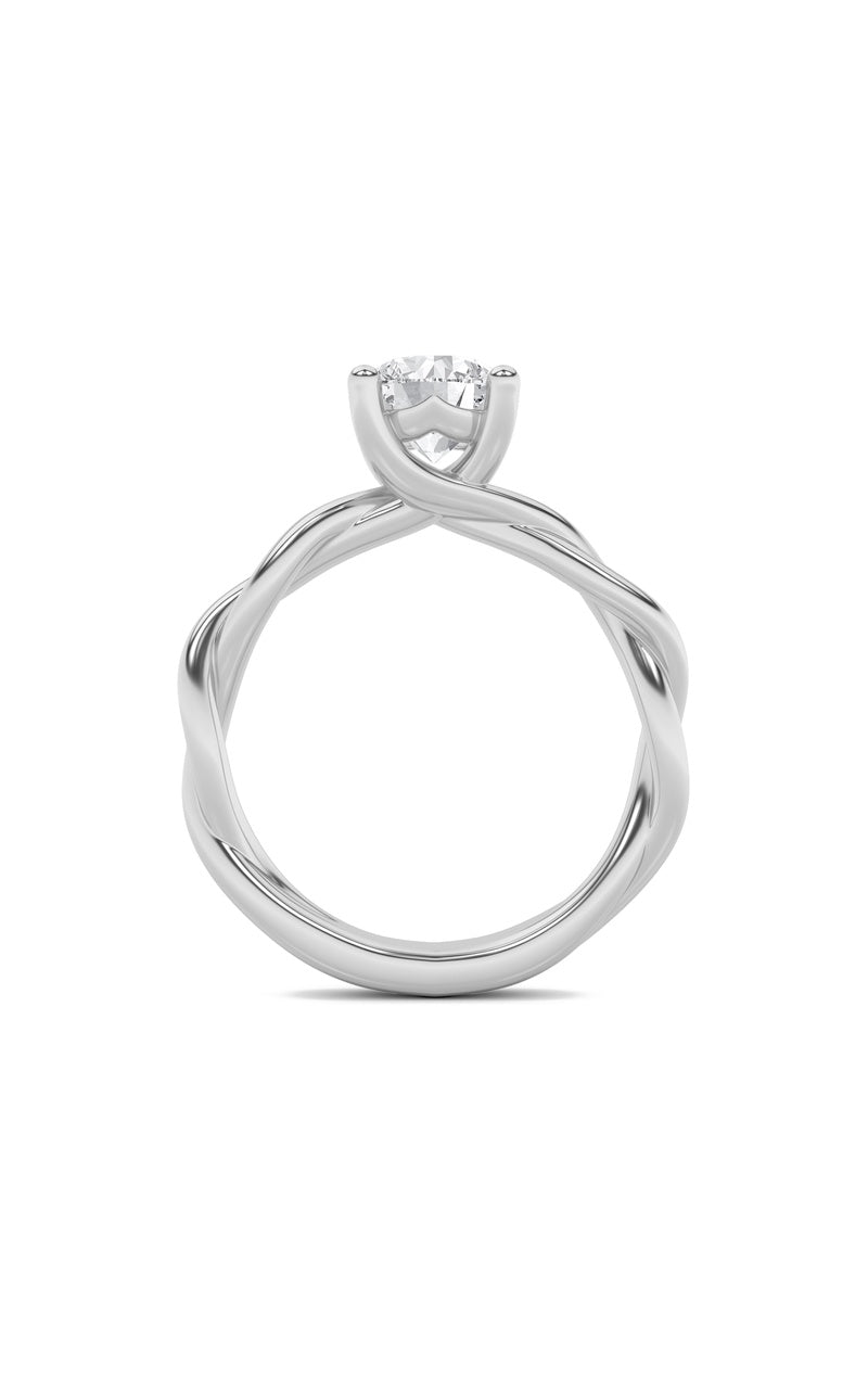 3Cttw Round Shaped Lab Grown Diamond (F/VS) Twisted Shank Solitaire Engagement Ring in 14K Gold