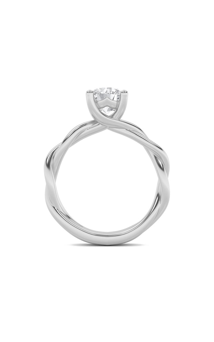 3Cttw Round Shaped Lab Grown Diamond (F/VS) Twisted Shank Solitaire Engagement Ring in 14K Gold