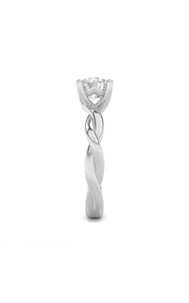 3Cttw Round Shaped Lab Grown Diamond (F/VS) Twisted Shank Solitaire Engagement Ring in 14K Gold