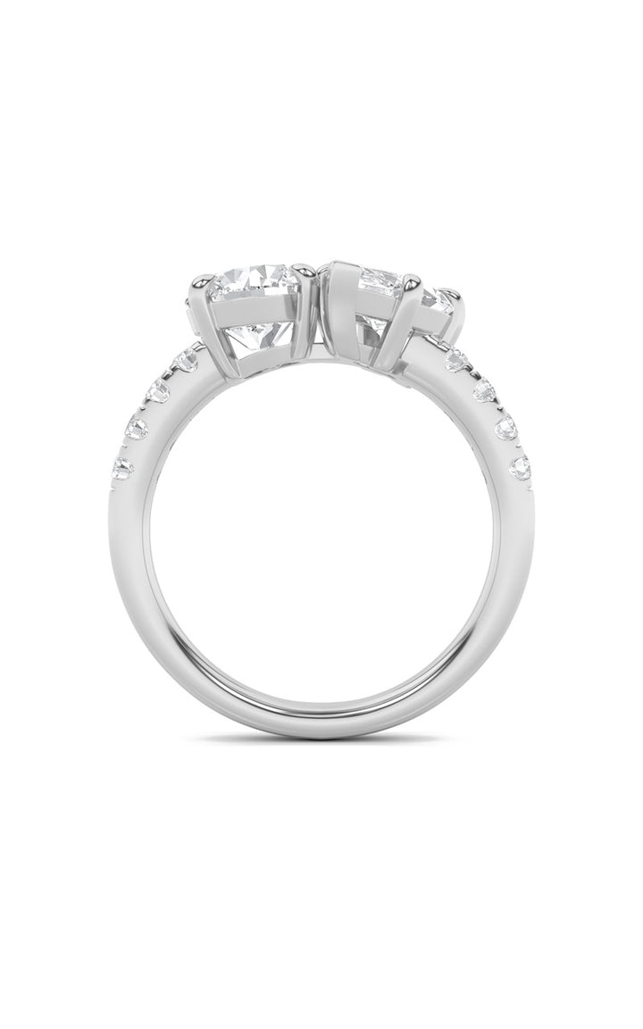 3Cttw Round Shaped Lab Grown Diamond (F/VS) Toi et Moi Engagement Ring in 14K Gold