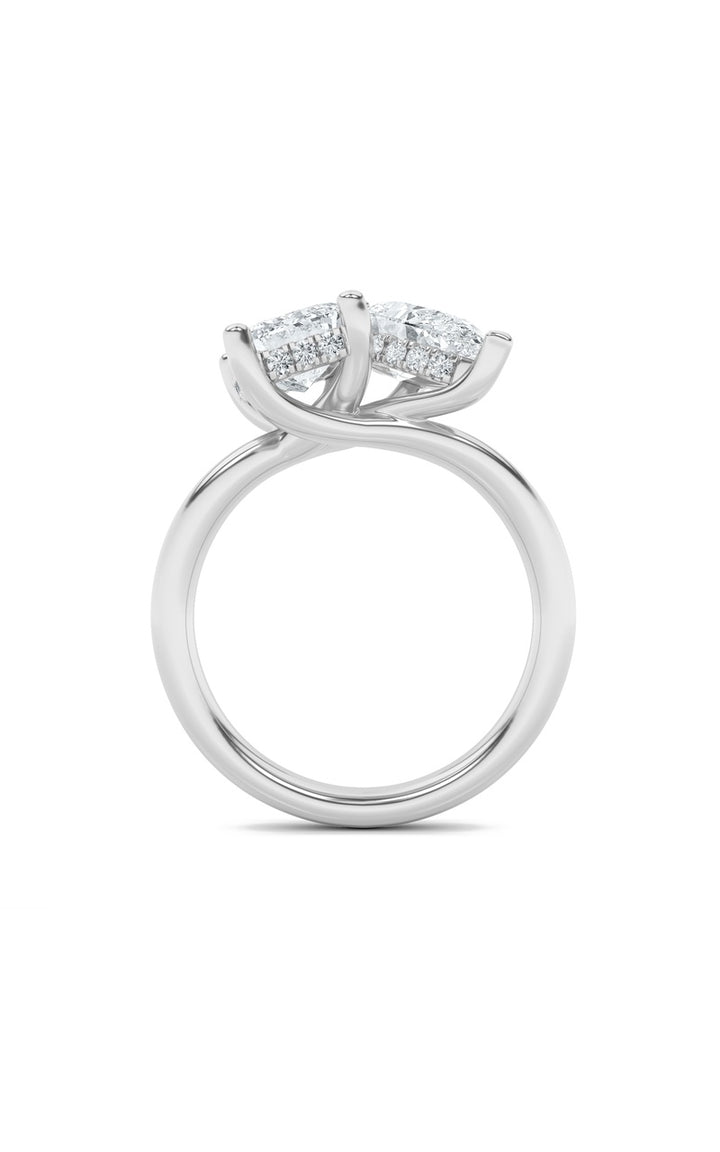 3Cttw Emerald Shaped Lab Grown Diamond (F/VS) Toiet Moi Engagement Ring in 14K Gold