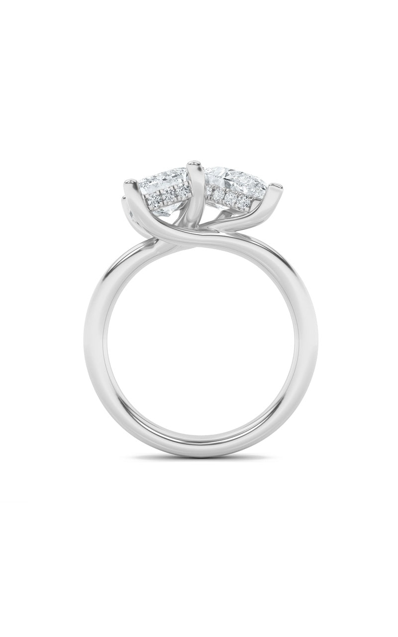 3CTW Emerald Shaped Lab Grown Diamond (F/VS) Toi et Moi Engagement Ring in 14K Gold