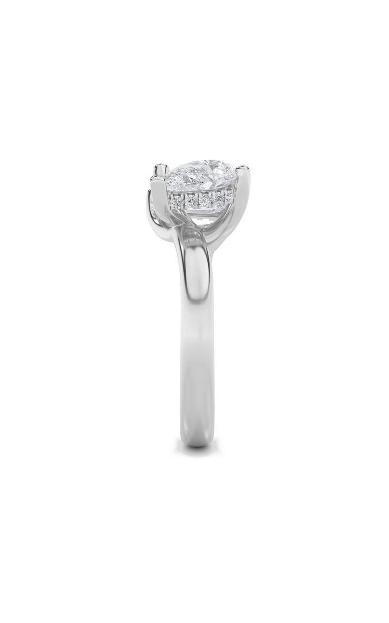 3Cttw Emerald Shaped Lab Grown Diamond (F/VS) Toiet Moi Engagement Ring in 14K Gold