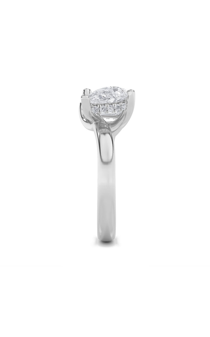 3Cttw Emerald Shaped Lab Grown Diamond (F/VS) Toiet Moi Engagement Ring in 14K Gold