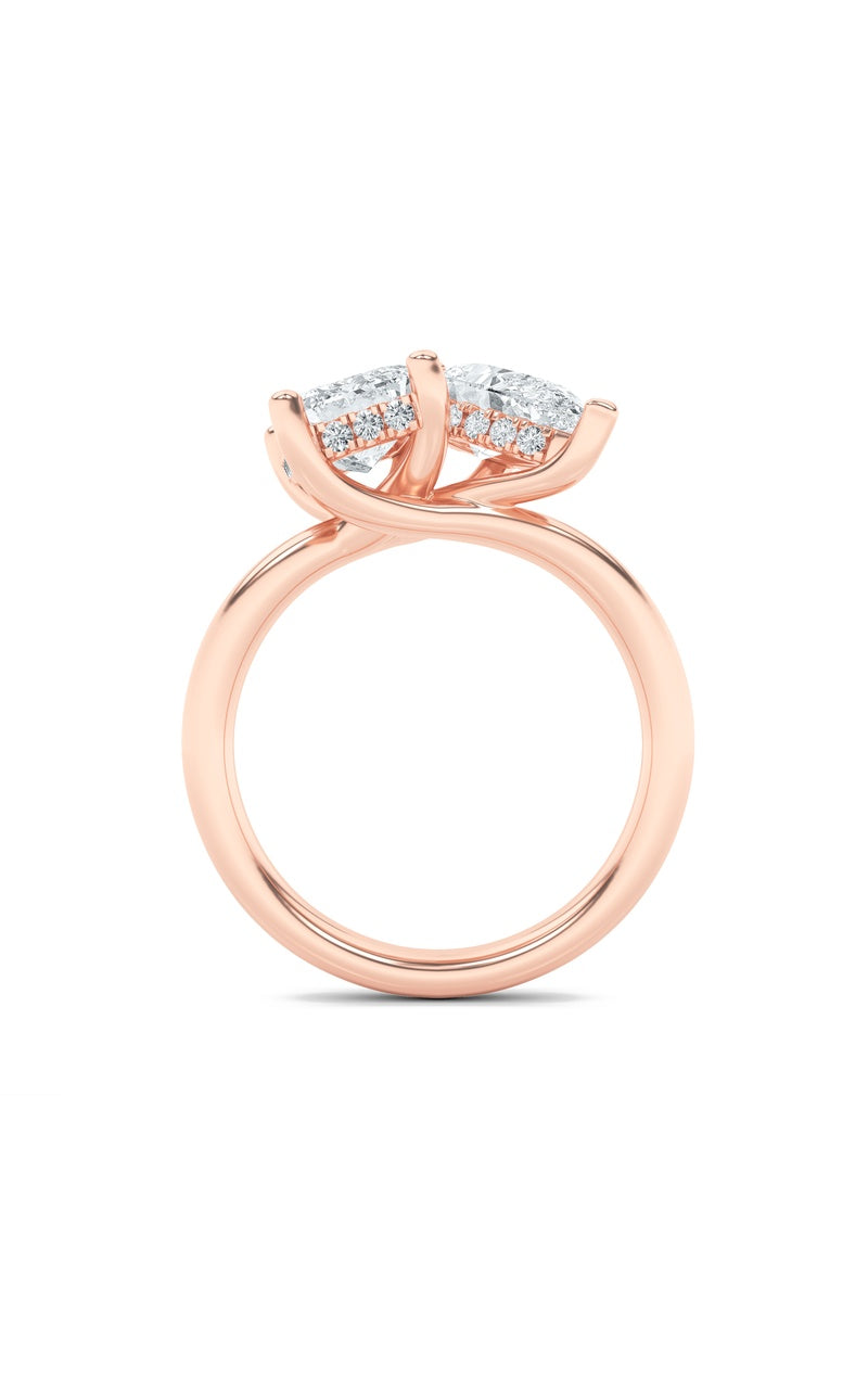 3CTW Emerald Shaped Lab Grown Diamond (F/VS) Toi et Moi Engagement Ring in 14K Gold