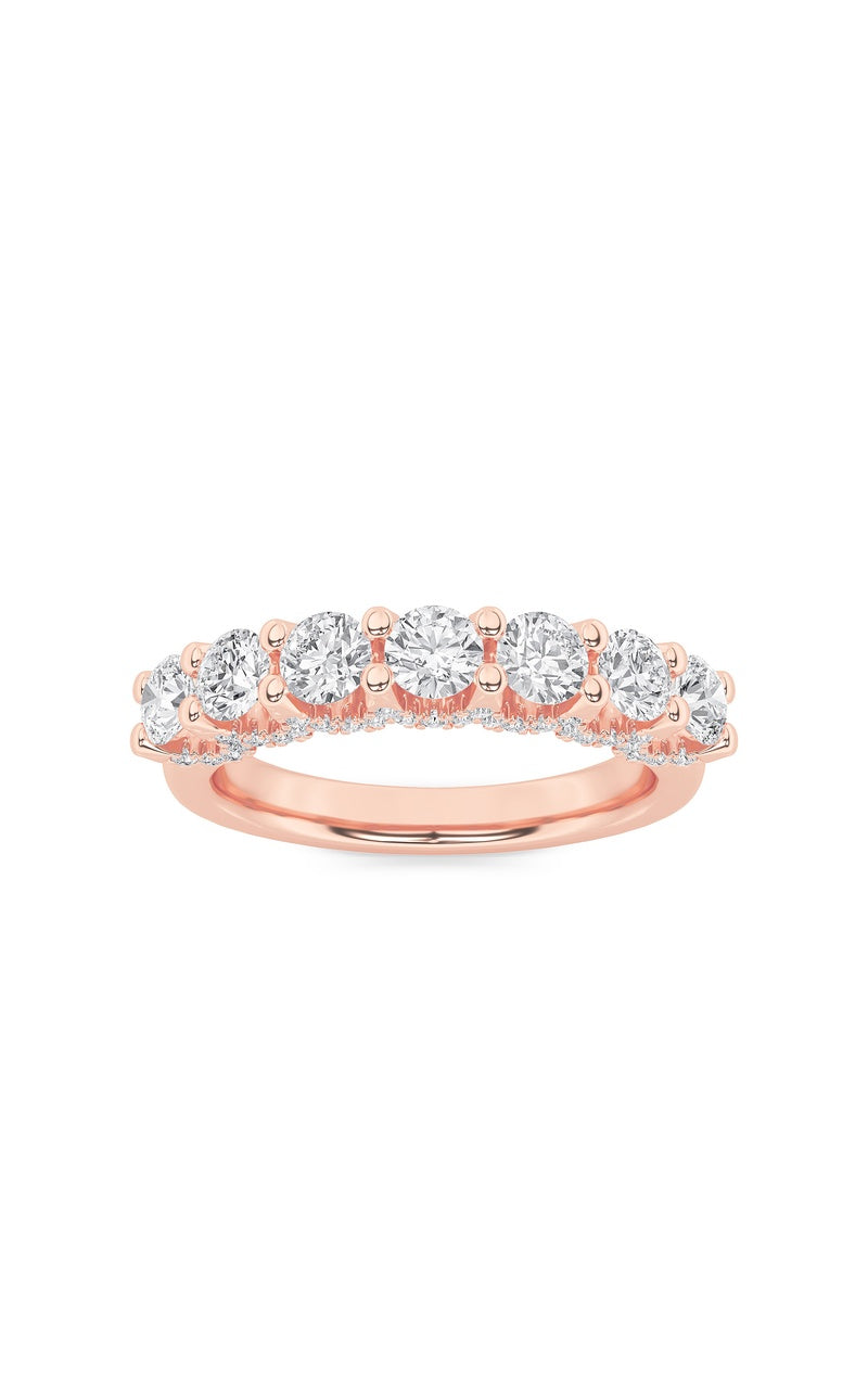 1Cttw Round Shaped Lab Grown Diamond (F/VS) Accented Double Halo Set of Band and  Ring in 14K Gold