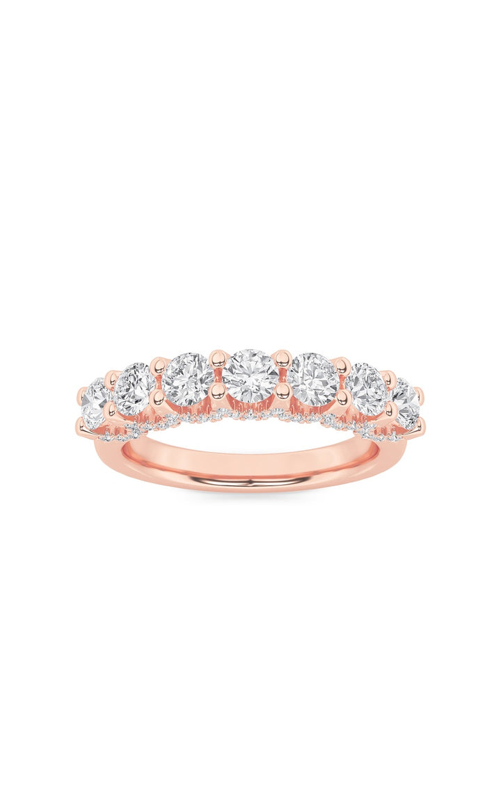 1Cttw Round Shaped Lab Grown Diamond (F/VS) Accented Double Halo Set of Band and  Ring in 14K Gold