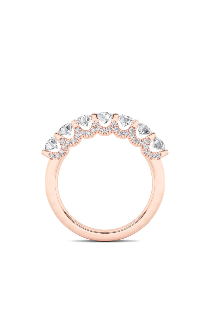 1Cttw Round Shaped Lab Grown Diamond (F/VS) Accented Double Halo Set of Band and  Ring in 14K Gold