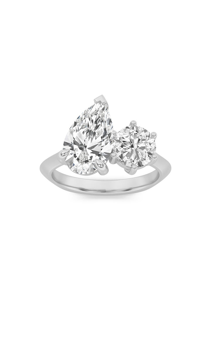 3Cttw Pear Shaped Lab Grown Diamond (F/VS) Toi etMoi Engagement Ring in 14K Gold