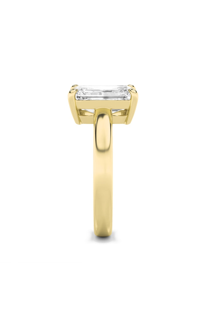 3Cttw Emerald Shaped Lab Grown Diamond (F/VS) Toi et Moi Engagement Ring in 14K Gold