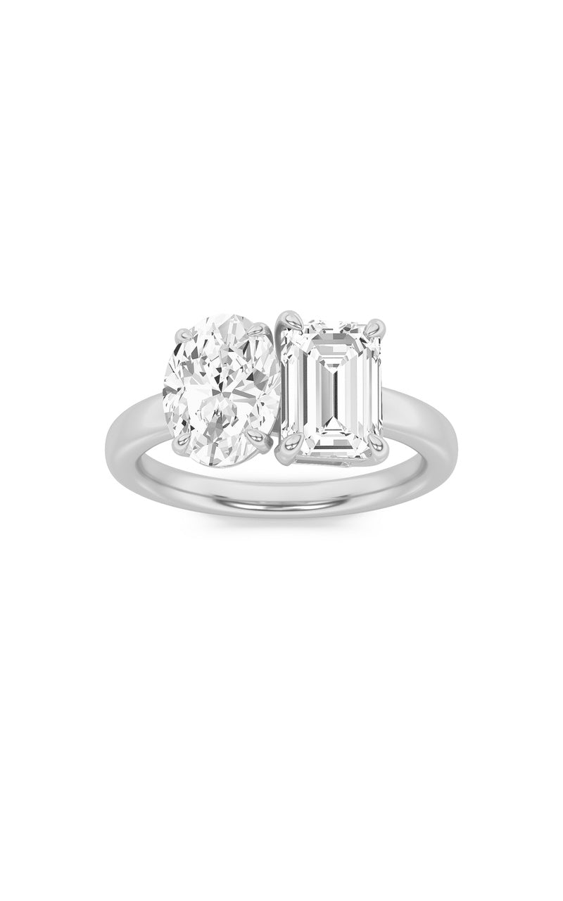 3Cttw Emerald Shaped Lab Grown Diamond (F/VS) Toiet Moi Engagement Ring in 14K Gold