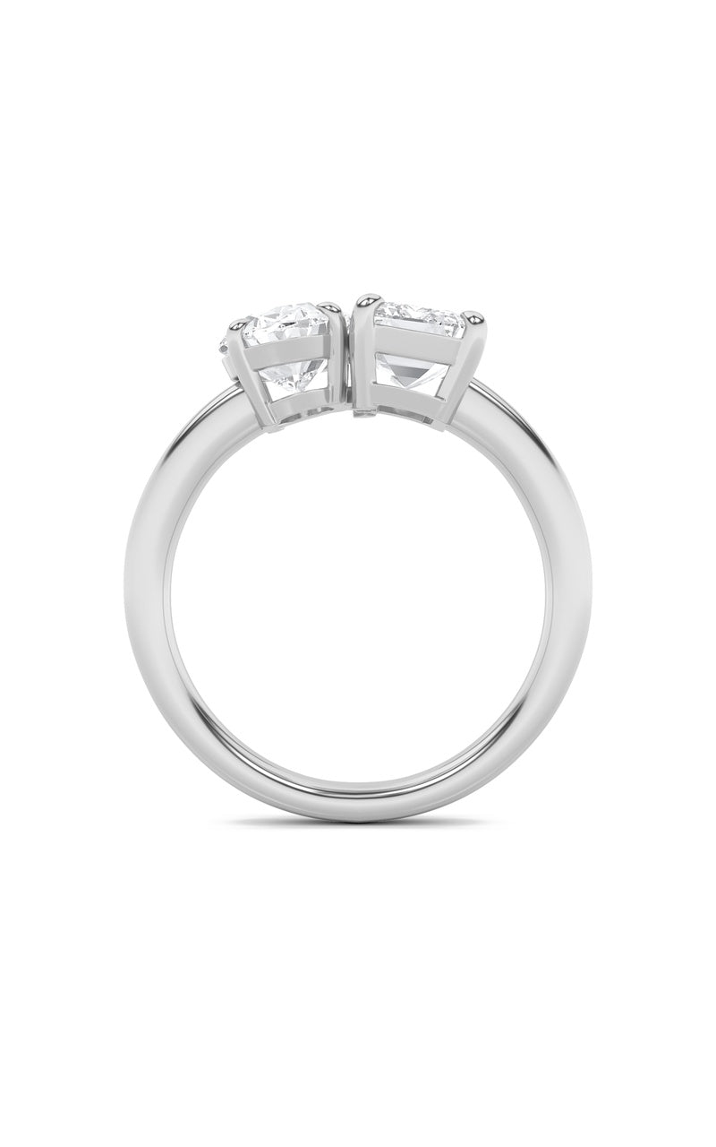 3Cttw Emerald Shaped Lab Grown Diamond (F/VS) Toiet Moi Engagement Ring in 14K Gold