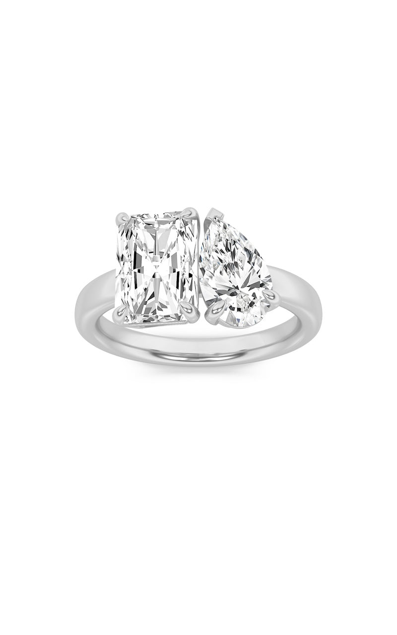 3Cttw Radiant Shaped Lab Grown Diamond (F/VS) Toi et Moi Fashiion Ring in 14K Gold