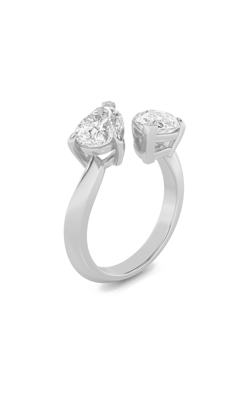 3Cttw Pear Shaped Lab Grown Diamond (G/VS) Toi et Moi Engagement Ring in 14K Gold
