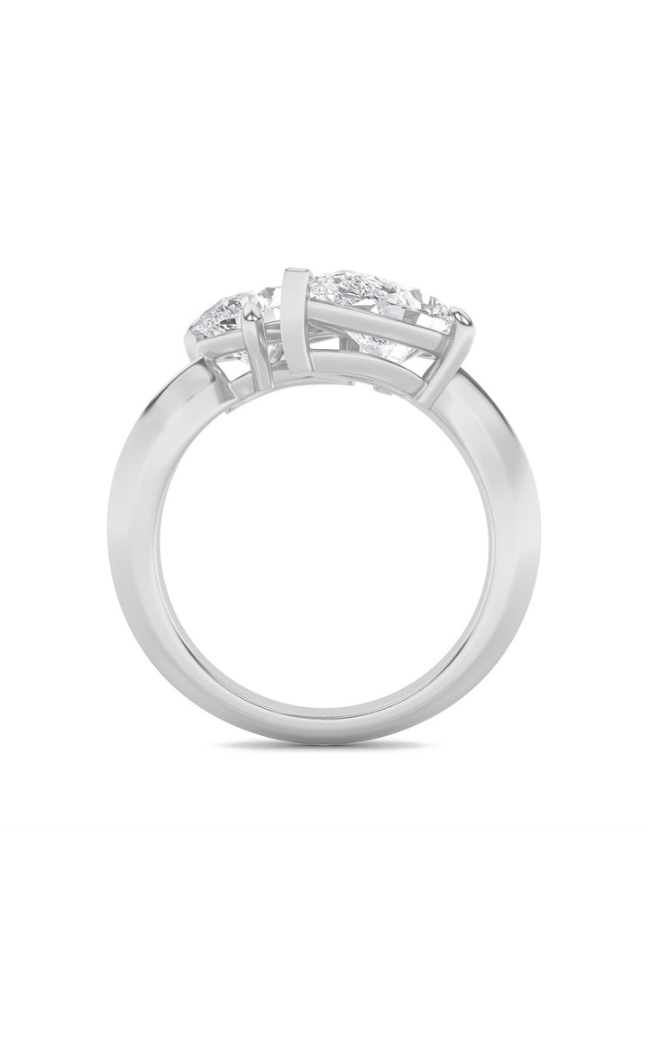 3CTW Pear Shaped Lab Grown Diamond (G/VS) Toi et Moi Engagement Ring in 14K Gold