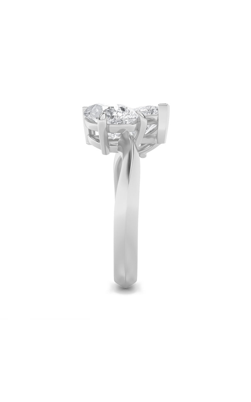 3CTW Pear Shaped Lab Grown Diamond (G/VS) Toi et Moi Engagement Ring in 14K Gold