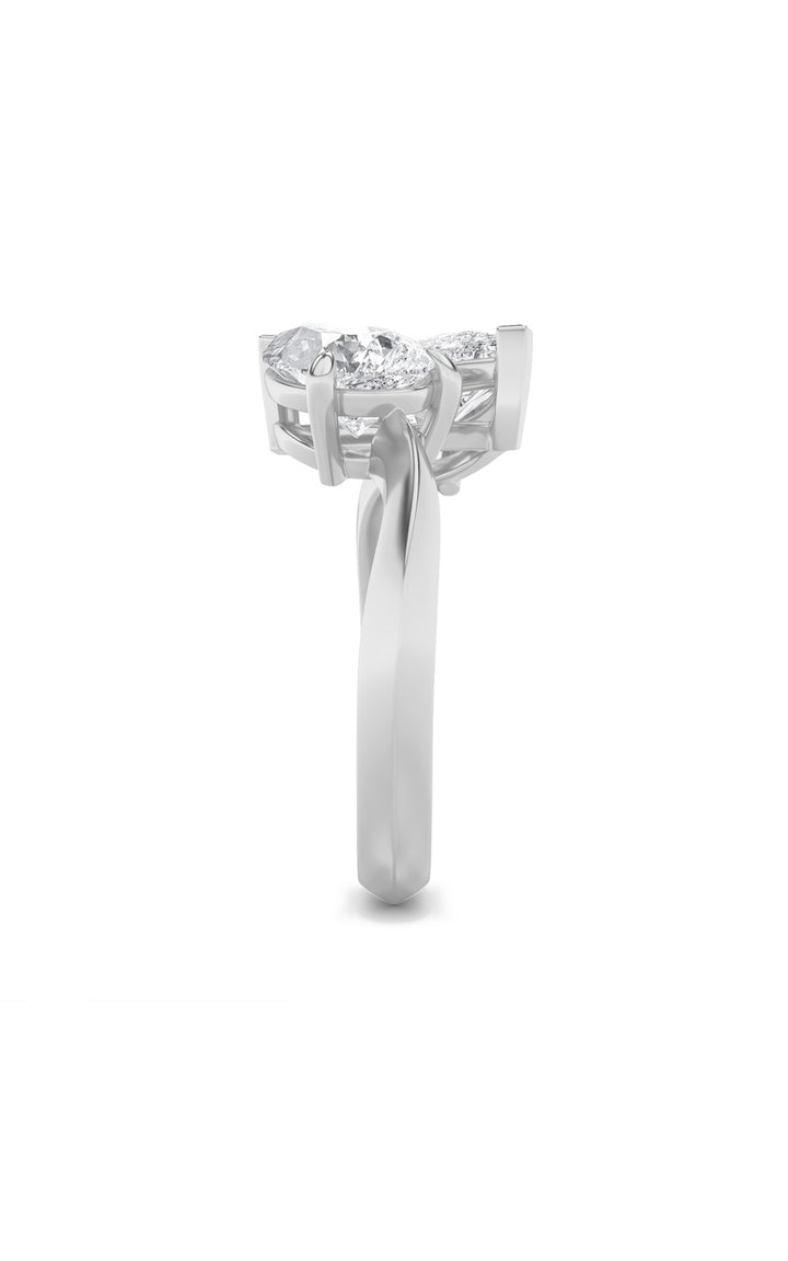 3CTW Pear Shaped Lab Grown Diamond (G/VS) Toi et Moi Engagement Ring in 14K Gold