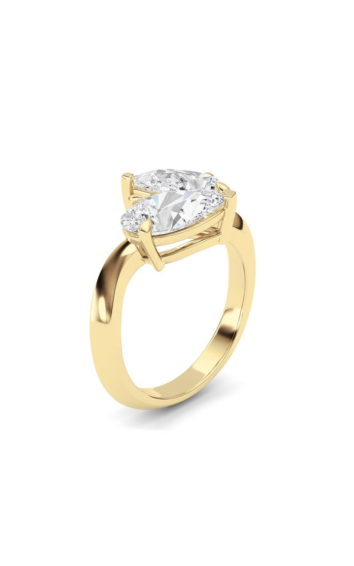 3CTW Pear Shaped Lab Grown Diamond (G/VS) Toi et Moi Engagement Ring in 14K Gold