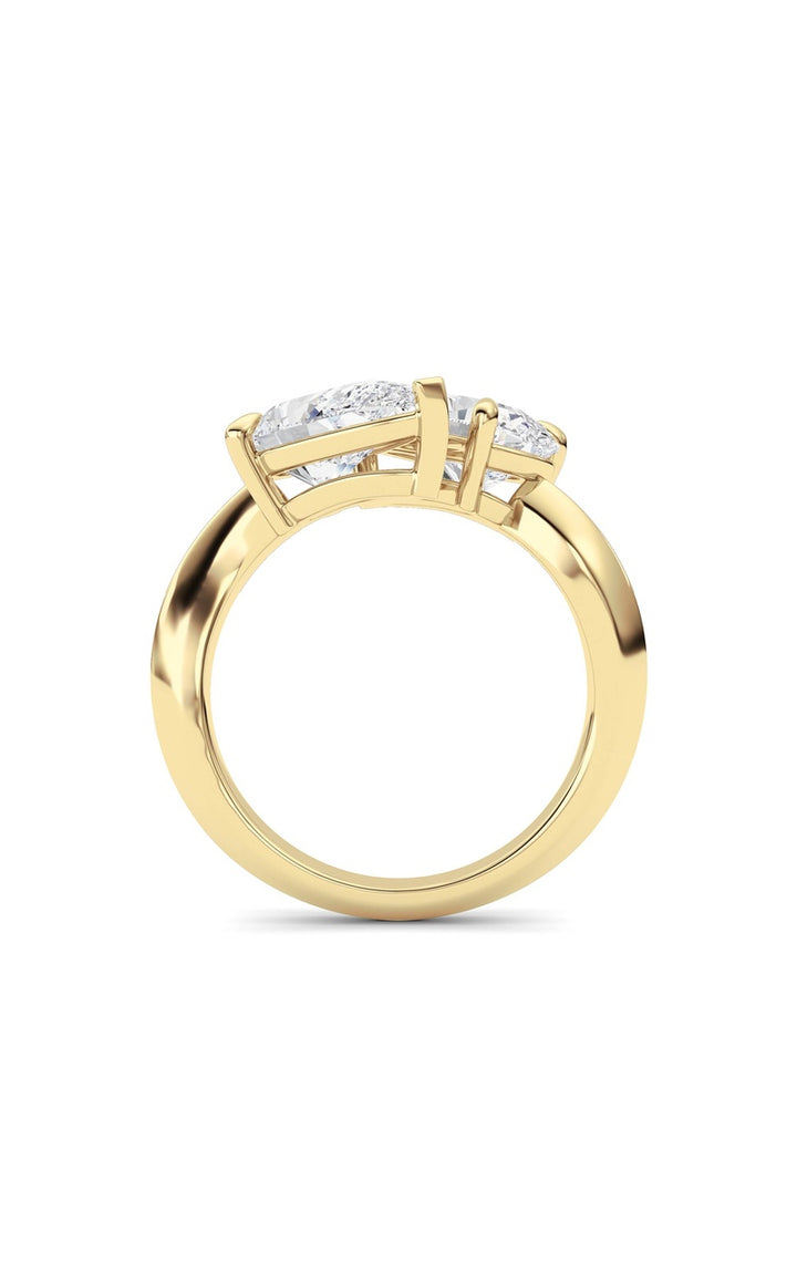 3Cttw Pear Shaped Lab Grown Diamond (G/VS) Toi etMoi Engagement Ring in 14K Gold