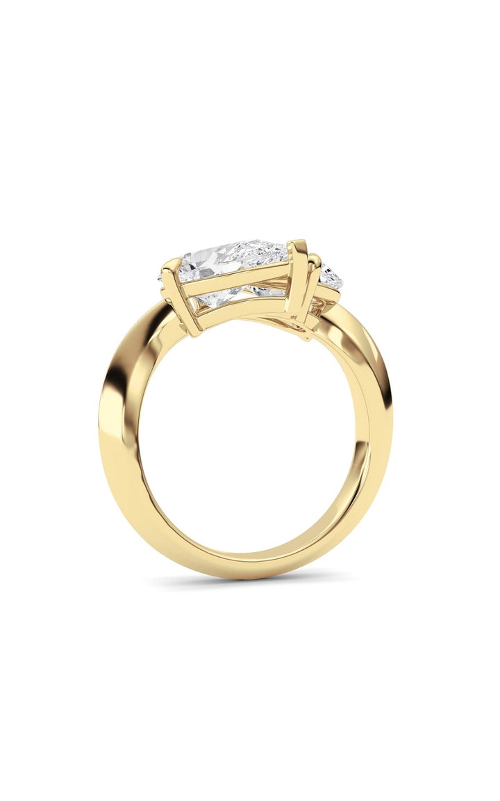 3CTW Pear Shaped Lab Grown Diamond (G/VS) Toi et Moi Engagement Ring in 14K Gold