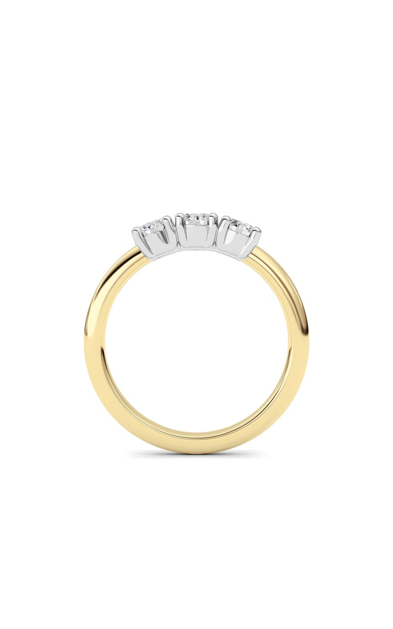 0.75Cttw Round Shaped Lab Grown Diamond (F/VS) Three Stone Band Ring in 14K Gold
