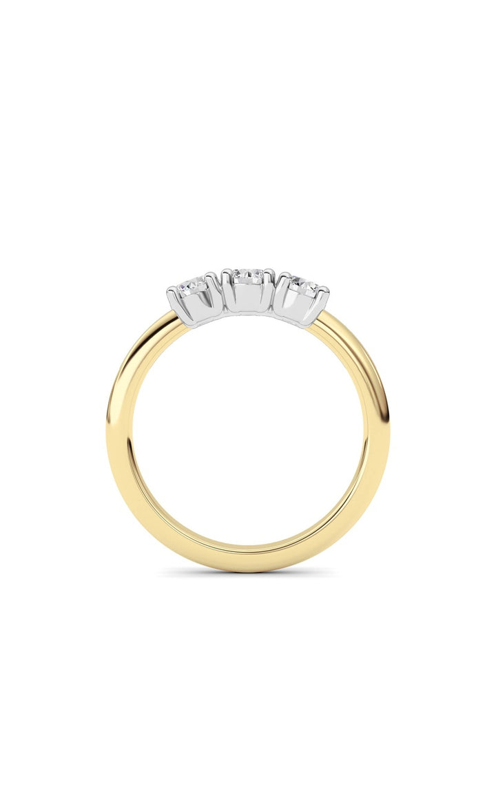 0.75Cttw Round Shaped Lab Grown Diamond (F/VS) Three Stone Band Ring in 14K Gold