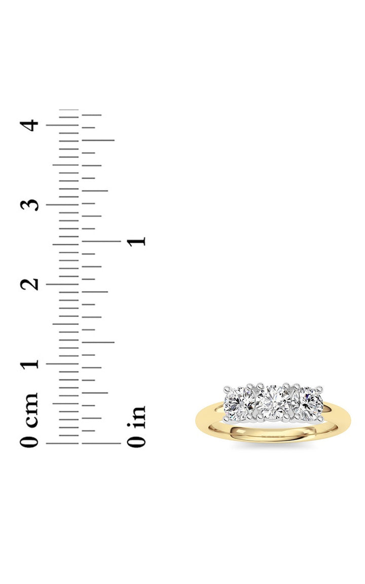 0.75Cttw Round Shaped Lab Grown Diamond (F/VS) Three Stone Band Ring in 14K Gold
