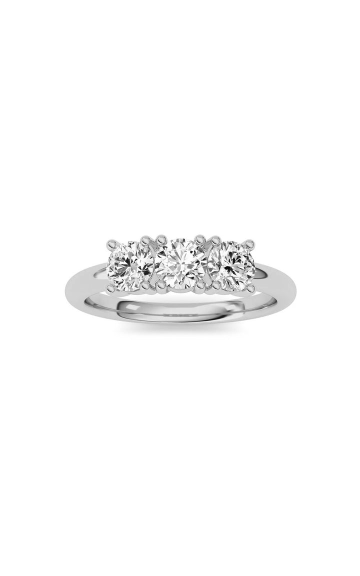 0.75Cttw Round Shaped Lab Grown Diamond (F/VS) Three Stone Band Ring in 14K Gold