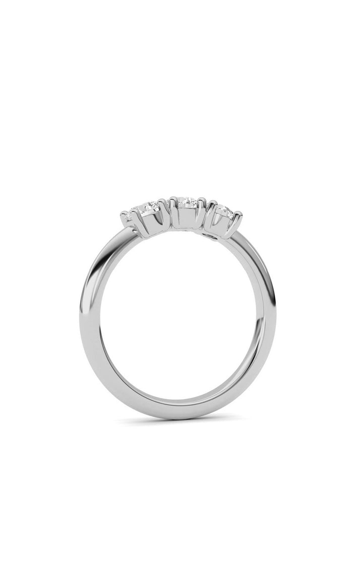 0.75Cttw Round Shaped Lab Grown Diamond (F/VS) Three Stone Band Ring in 14K Gold