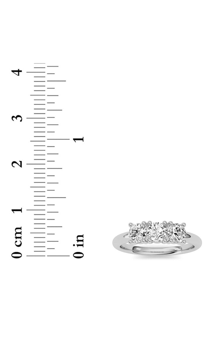 0.75Cttw Round Shaped Lab Grown Diamond (F/VS) Three Stone Band Ring in 14K Gold