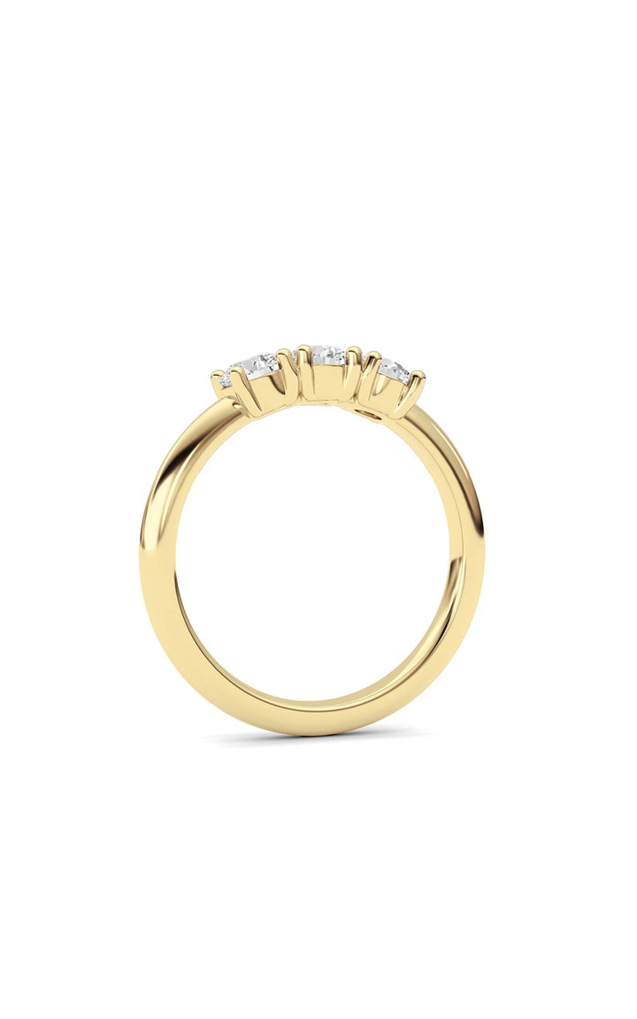 0.75Cttw Round Shaped Lab Grown Diamond (F/VS) Three Stone Band Ring in 14K Gold