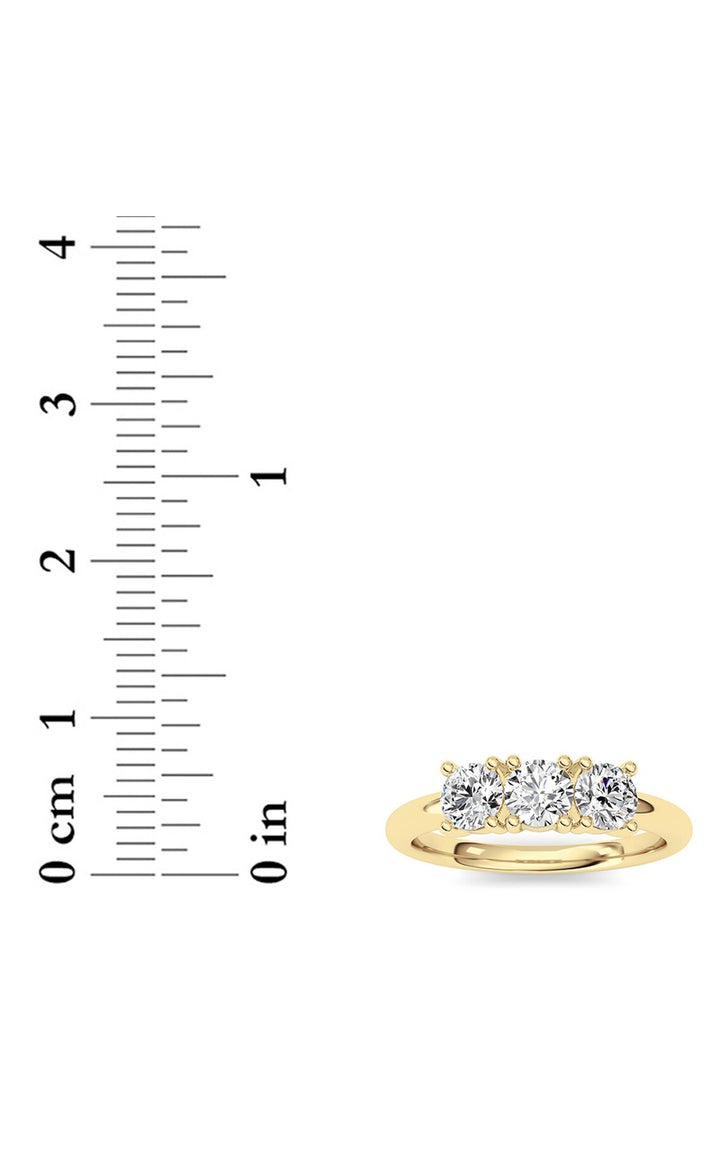 0.75Cttw Round Shaped Lab Grown Diamond (F/VS) Three Stone Band Ring in 14K Gold