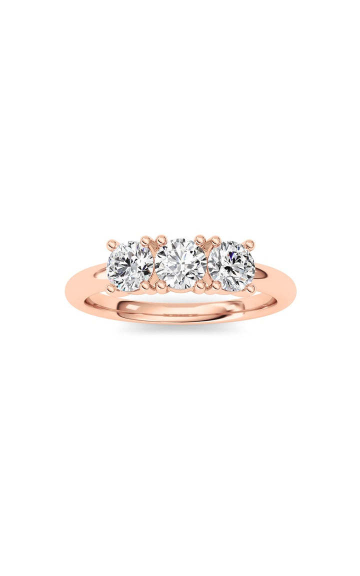 0.75Cttw Round Shaped Lab Grown Diamond (F/VS) Three Stone Band Ring in 14K Gold