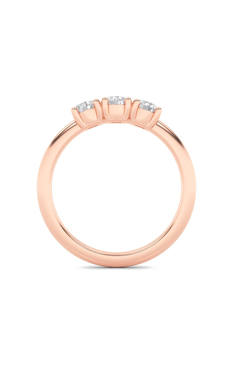 0.75Cttw Round Shaped Lab Grown Diamond (F/VS) Three Stone Band Ring in 14K Gold