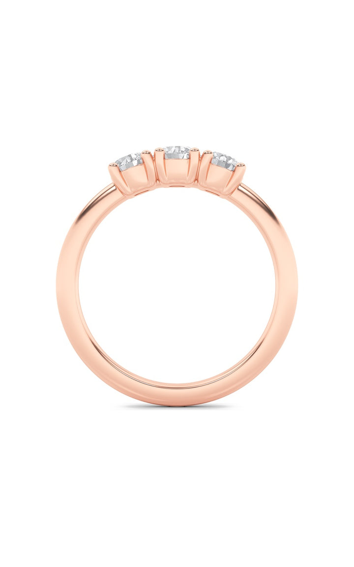0.75Cttw Round Shaped Lab Grown Diamond (F/VS) Three Stone Band Ring in 14K Gold