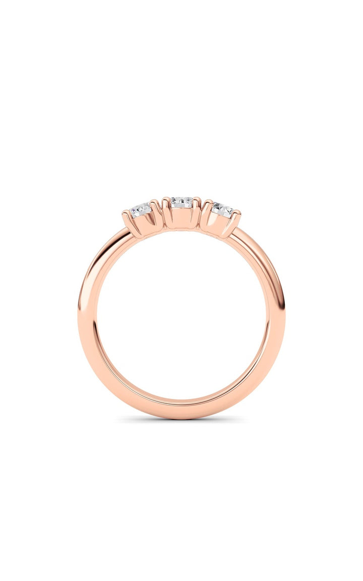 0.75Cttw Round Shaped Lab Grown Diamond (F/VS) Three Stone Band Ring in 14K Gold