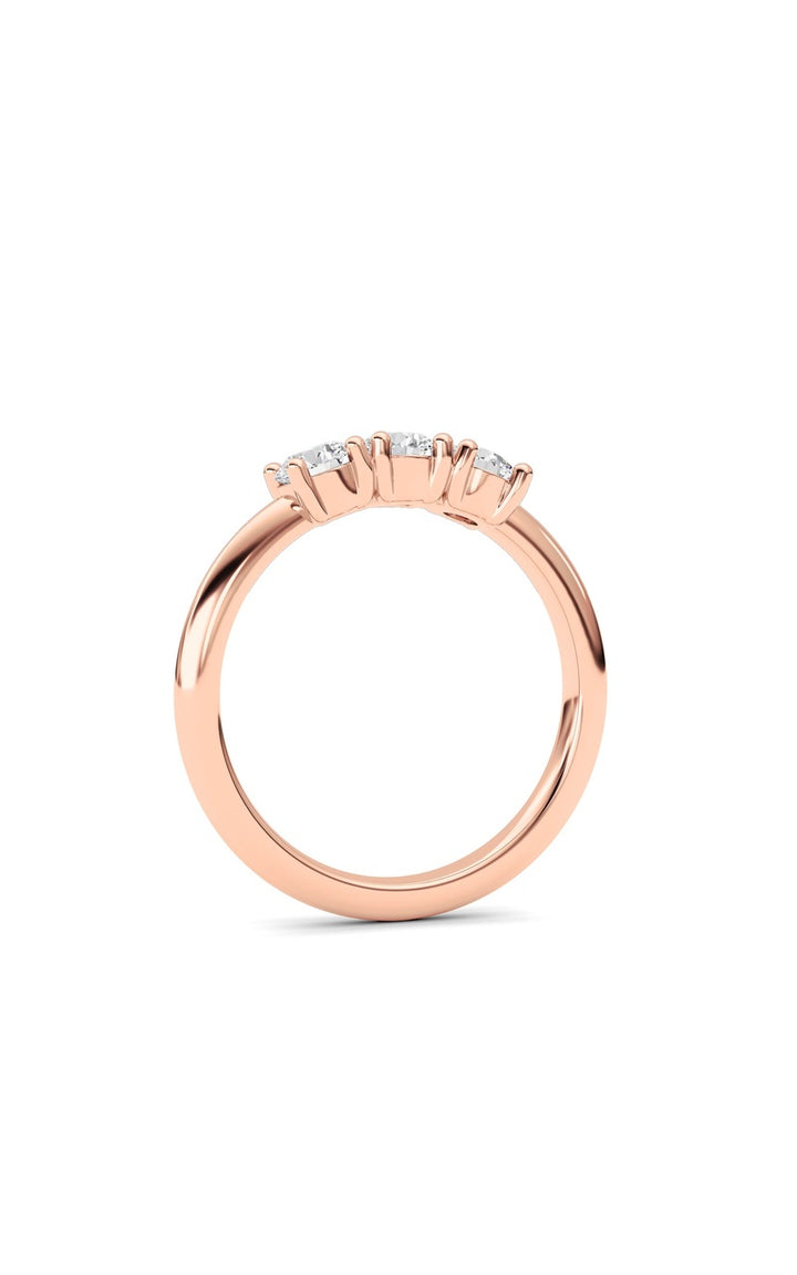 0.75Cttw Round Shaped Lab Grown Diamond (F/VS) Three Stone Band Ring in 14K Gold