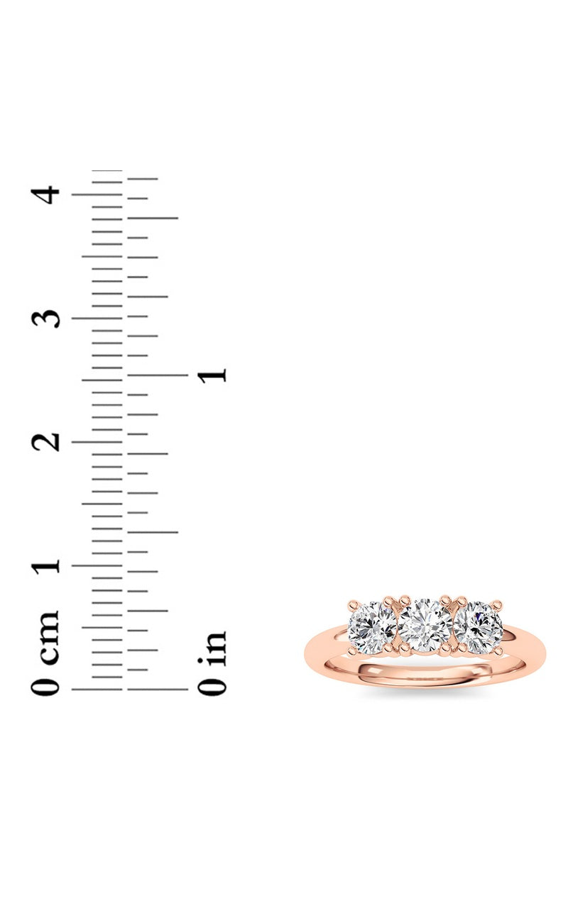 0.75Cttw Round Shaped Lab Grown Diamond (F/VS) Three Stone Band Ring in 14K Gold